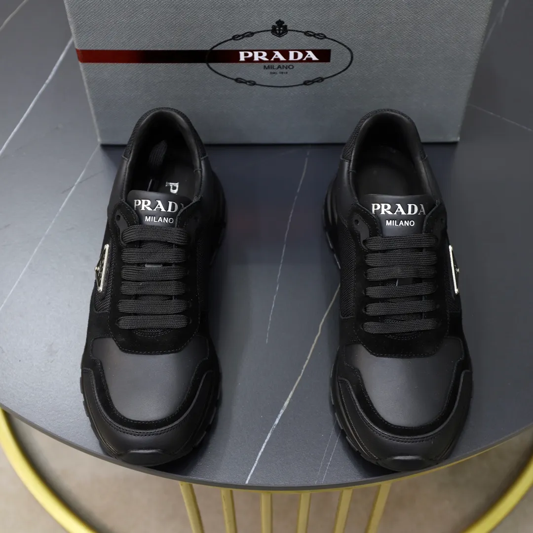 Men's shoes 💰600💰🙅‍♂️🙅‍♂️🙅‍♂️ [PRADA] Prada - High-end quality original order - Upper: Nappa calfskin, tumbled calfskin spliced stretch cloth surface, tongue high frequency brand logo - Lining: water-dyed cowhide - Outsole: ultra-light TPU foam rubber; two-color molded outsole -Ultra-high quality control and fine workmanship: outstanding (high-end, extravagance, grade) -Size: 38-44 (45 can be customized)